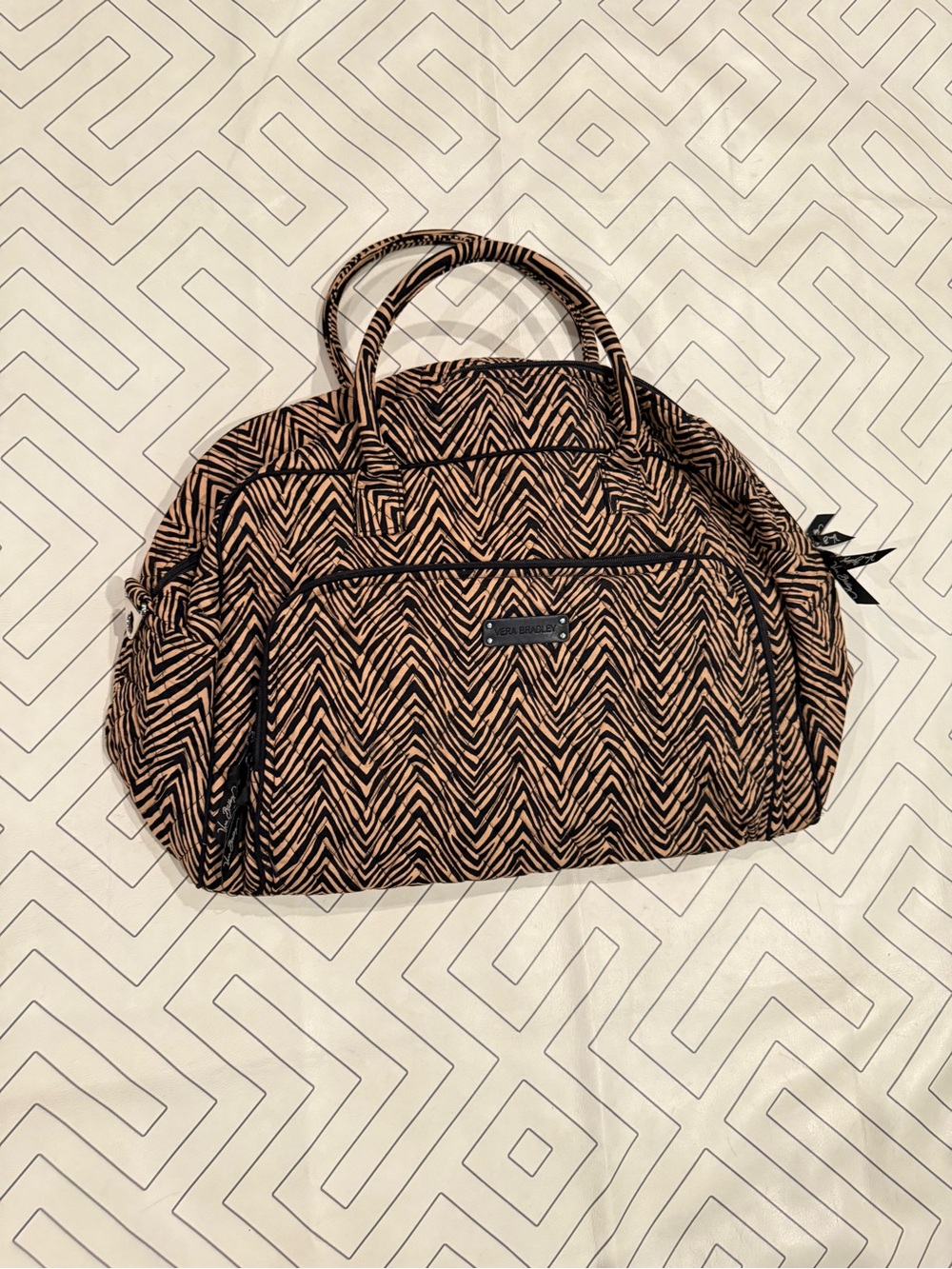 Vera Bradley Black/Brown Overnight Travel Bag - Picture 1 of 12